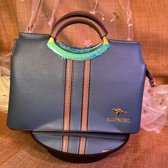 NWT Vegan Blue/Brown Crossbody. So amazingly soft. - Picture 2 of 11